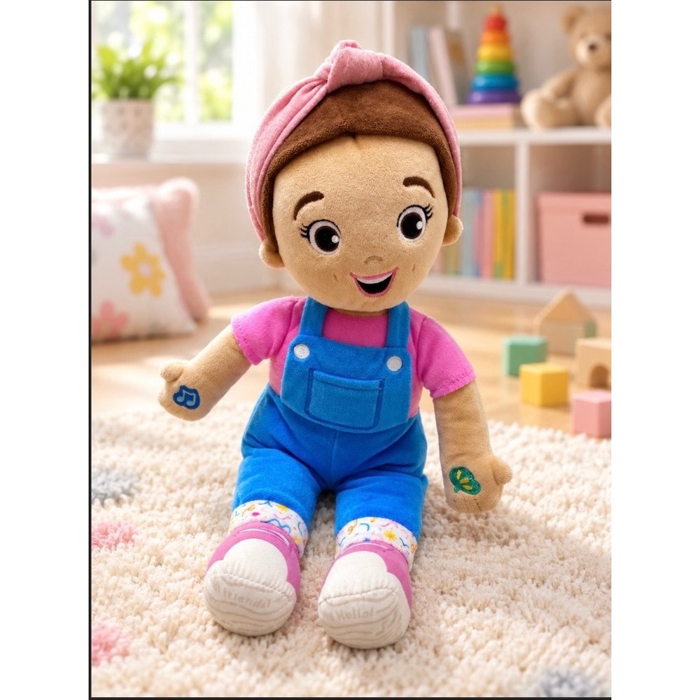 Ms. Rachel Speak & Sing Doll Plush Pink Blue Overalls Songs for Little Ones 14in